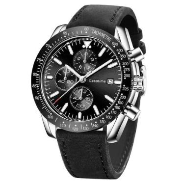 Imagem de Relógio Casotime Chronograph 30m com pulseira de couro impermeável
