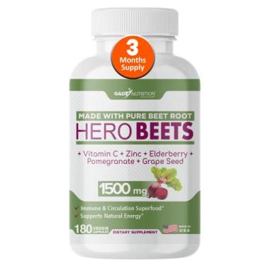 Imagem de Suplemento Gade Nutrition de raiz de beterraba 1500 mg com vitamina C 