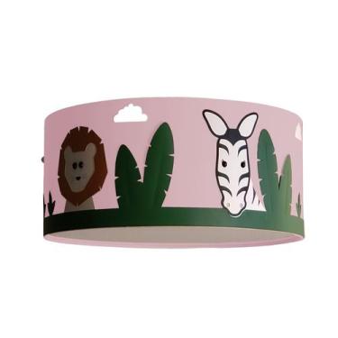 Imagem de Luminária Infantil Plafon Safari Cúpula Rosa 30x15 - Tom Luz