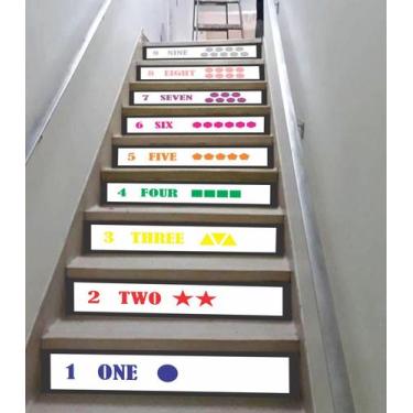 Imagem de Adesivo Decorativo  Escada de Escolas Números em Inglês - Colakoala Ad