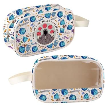 Imagem de Bolsa de maquiagem de dados DM Merch Dungeon Master Gifts Rolling Dice Builds Character Cosmetic Bag Presentes de videogame para jogadores de jogos (bolsa transparente para dados)