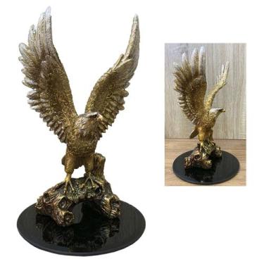 Imagem de Estátua Águia Decorativa Força Poder + Base Espelhada Preto - IMPMC