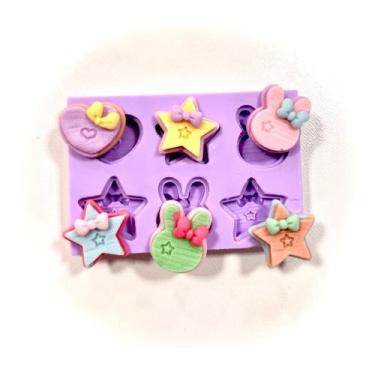 Imagem de F1322 molde de silicone coração estrela coelho confeitaria biscuit - c