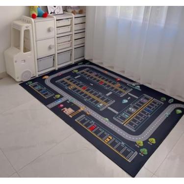 Imagem de Tapete De Piso De Tapete De Jogo De Tráfego De Estacionamento, Tapete De Berçário De Quarto De Crianças, Tapete De Pista De Estrada De Desenho Animado, Tapete, Parking Lot B, 120 * 160cm