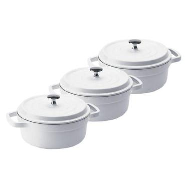 Imagem de Kit Conjunto Caçarola Hercules Revestimento Ceramico Indução Branca 4,