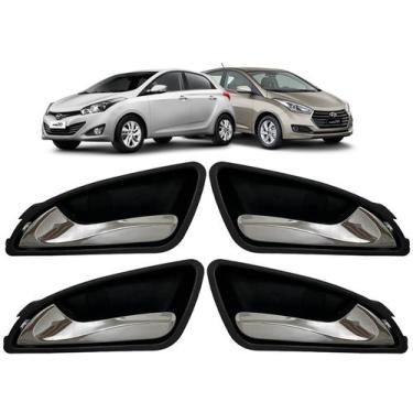 Imagem de Kit Jogo 4 Maçanetas Internas Puxador Portas Dianteiras Traseiras HB20