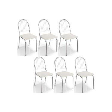 Imagem de Kit 6 Cadeiras Sala Jantar Noruega 2C077 6 Un Cromada/Branco 106 - Kappesberg
