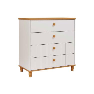 Imagem de Cômoda Infantil Cupcake c/ 4 Gavetas Branco/Nature - Permóbili Baby