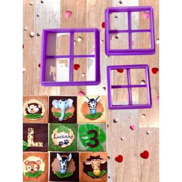 Imagem de KC8 Kit com 3 cortadores quadrado confeitaria pasta americana - confei