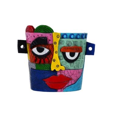 Imagem de Vaso de plantas de rosto abstrato, plantador de cabeça Picasso para plantas de interior, vaso de flores de rosto engraçado, vaso de suculentas colorido para jardim ao ar livre e decoração de casa