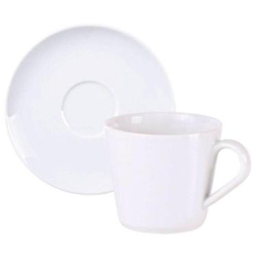 Imagem de Conjunto Xícara de Chá e Pires 185ml Porcelana Tramontina Leonora Café Cozinha Mesa Posta