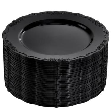 Imagem de Placas de plástico DayAmmi 10 polegadas 60 unidades pretas descartávei