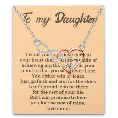 Imagem de BNQL Colar To My Daughter From Mom And Dad Colar com pingente de coração para presentes de filha, infinito, amor, coração, joias