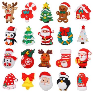 Imagem de 20 peças de contas focais de silicone de Natal, contas de borracha 3D para canetas, chaveiro, pulseira, quintal, artesanato, suprimentos a granel