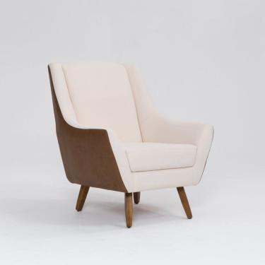 Imagem de Poltrona para Sala de Estar Pés em Madeira Juliet Mescla Terracota / Pérola