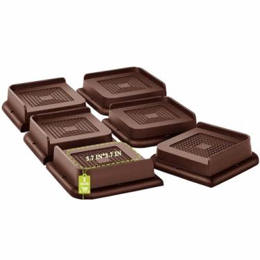 Imagem de Elevadores de cama 2.5 cm, 5.1 cm, 7.6 cm, 10.2 cm, 15.2 cm, 20.3 cm, 20.3 cm Resistente, Elevação de Móveis Grandes para Sofá Sofá Mesa Cadeira Perna Dormitório, Suporta até 2,721 kg (Pacote com 6