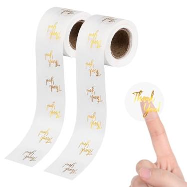 Imagem de YBEATY 1000 peças, adesivo de agradecimento de 2,5 cm, autoadesivo, redondo, agradecimento, rolo, transparente, dourado, envelope, selo, etiqueta, impermeável, bonito, boêmio, simples, elegante, selo