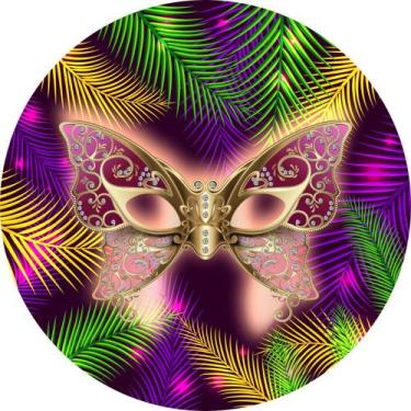 Imagem de Painel de Tecido Sublimado Redondo Carnaval Baile De Máscaras Borbolet