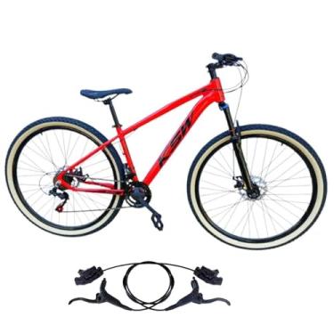 Imagem de Bicicleta Aro 29 Ksw Adulto 21 velocidades Suspensão Dianteira 80mm Pneu Faixa Amarelo Freio Hidraulico (VERMEHO/PRETO, 15)