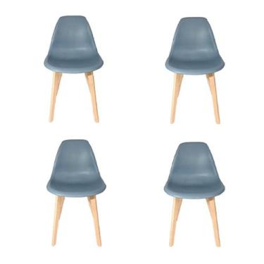 Imagem de Cadeira CHARLES EAMES Solid Wood 131PP AZUL KIT 4 UN - LEON IMPORTS