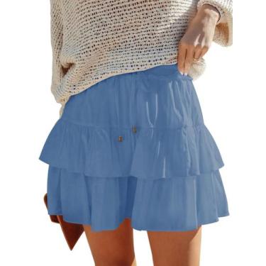 Imagem de Shorts Aoudery Flowy para mulheres Boho com babados, saias em camadas,
