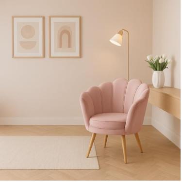 Imagem de Poltrona Pétala Quarto Sala Recepção Salão Decoração Escritório Consultório - Zinn Móveis (Rose)