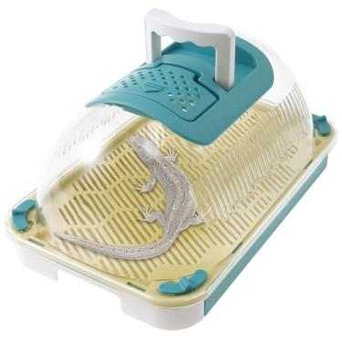 Imagem de Caixa de alimentação para répteis, kit de tanque de habitat retangular, caixa portátil de criação de caracol com bandeja de gaveta e alça, terrário multifuncional de répteis para camaleão sapo lagarto