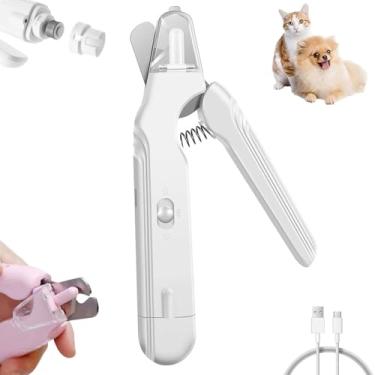 Imagem de Cortador De Unhas Para Cães, Cortadores de unhas de gato led, Lixadeira Elétrica, 2 em 1 aparador de garras de estimação (Branco)