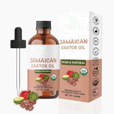 Imagem de ABBASI & CO Óleo de rícino preto jamaicano – puro e orgânico, prensado a frio para crescimento do cabelo, hidratação da pele, melhoria dos cílios e sobrancelhas – Aceite De Ricino 100 Puro Y Natural