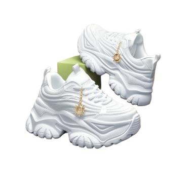 Imagem de Tênis Chunky Branco Plataforma Feminino – Solado Alto Antiderrapante, Conforto e Estilo Urbano para Academia, Passeio e Dia a Dia 36
