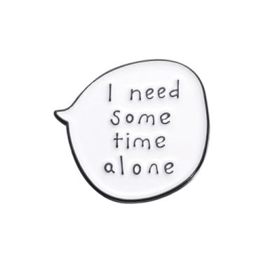 Imagem de Uijokdef Broche de mensagem decorativa, emblema de liga branca com texto em inglês, formato de caixa de diálogo redonda, 2,9 x 3,5 cm, 0.8 Inches, Latão, Sem Pedra Preciosa