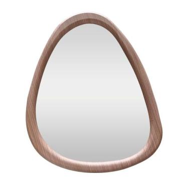 Imagem de Espelho Formato Orgânico - Moldura Estilo Cor Madeira Clara - Laradore