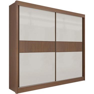 Imagem de Guarda Roupa Cancun Ripado Castanho Off White 2 Portas 6 Gavetas D?doro