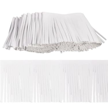 Imagem de GORGECRAFT 108 x 10 cm Couro PU Franja Borla Guarnição Branco Couro Sintético Saia Dança Borla Costura Capa Guarnição para Artesanato DIY Roupas Bolsa Costura Artesanato Enfeite Decoração