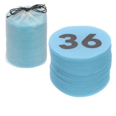 Imagem de YOKIVE Marcadores de pontos de carpete de 10 cm, 36 peças de pontos redondos de chão com números 1-36 alinhados para professores, azul claro
