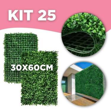 Imagem de Kit C/25 Placa Buchinho 60x40 Jardim Vertical Artificial Parede Verde 