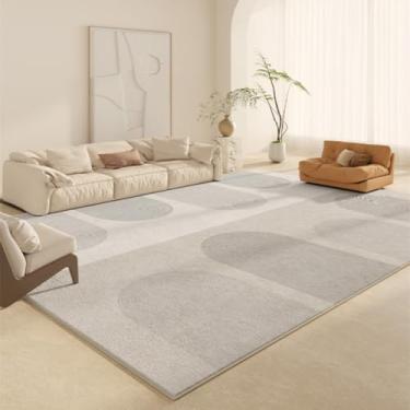 Imagem de Tapete decorativo estilo creme para sala de estar, listrado, geométrico, bege, confortável, macio, luxuoso, para quarto (140 x 200 cm (55 x 79 pol.)/AX026-3-I)