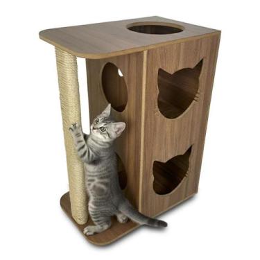 Imagem de Arranhador para Gatos com Casa e Playground em MDF 15mm  Móveis e Brin