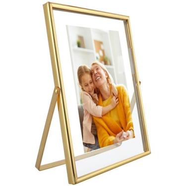 Imagem de Moldura para fotos AhaGo Gold Floating Frame 5x7 para foto 4x6