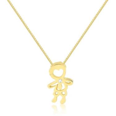 Imagem de Pingente Menino Com Pedra De Zircônia Folheado A Ouro - Radhau Joias, 