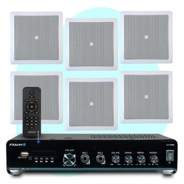 Imagem de Kit Som Ambiente Jbl 4 Arandelas Embutir + Receiver Bluetooth Usb Sd -