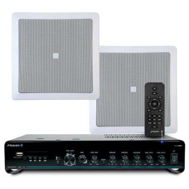 Imagem de Kit Som Ambiente Embutir Teto Jbl 2 Arandelas Retangular + Receiver Sl