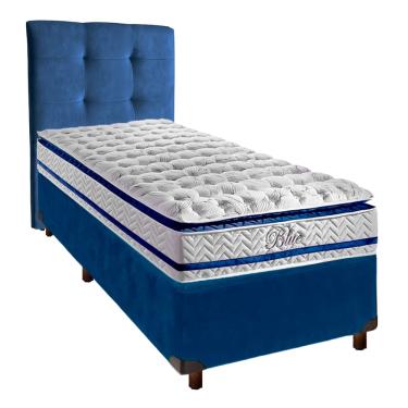 Imagem de Kit Cama Box + Cabeceira + Colchão Solteiro Molas Ensacadas - Blue - Paropas