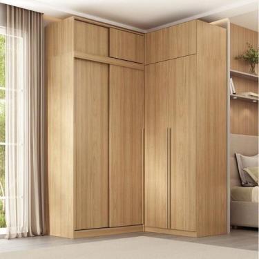 Imagem de Guarda-roupa Modular de Canto 4 Peças 8 Portas com 4 Portas de Correr 
