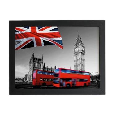 Imagem de Big Ben Londres Onibus Quadro Moldura Preta 60X40Cm