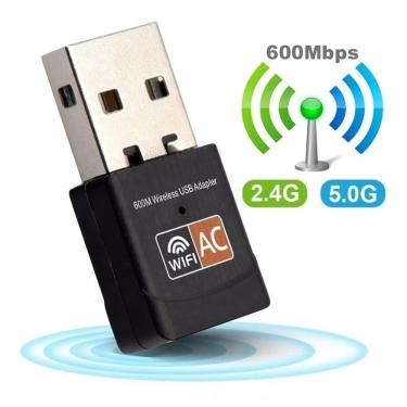 Imagem de Adaptador Usb Wifi Dual Band 2.4 5Ghz 600Mbps Wireless 5G Ac