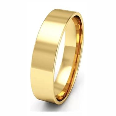 Imagem de Aliança Reta Casal 6mm, Compromisso, Casamento, Namoro, Anel em Aço Inox 316l, Dourada, Ergonômica, Resistente ao Desgaste, Reforçado, não Enferruja e não Escurece. (19)