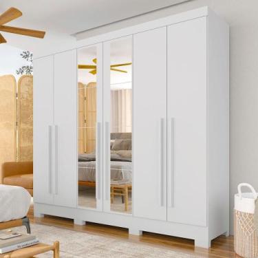 Imagem de Roupeiro Casal 6pts 2gav Com Espelho Ester Branco - M.a - A Móveis Ara