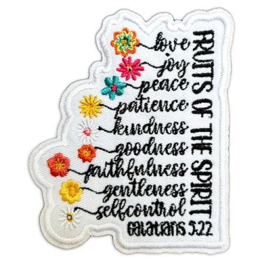 Imagem de Galatians 5 22 Patch The Fruit of the Spirit Christ Patches Bíblia Cristão Religioso Bordado Remendos Ferro Sobre Bordado para Caps, Mochilas, Jaquetas, Uniformes DIY Adesivos de PVC Presentes 7,6 cm