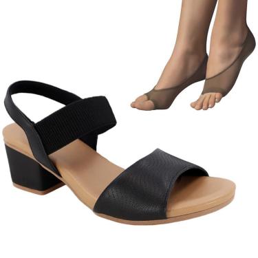 Imagem de Kit Sandália Usaflex Salto Bloco Feminina + 2 Pares de Meias